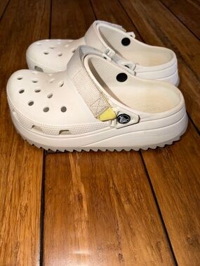 CROCS White Platform Clog Sandals with Adjustable Strap
